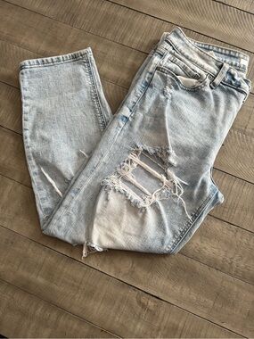 eunina Light Blue Ripped Frankie Low Rise/Girlfriend Jeans